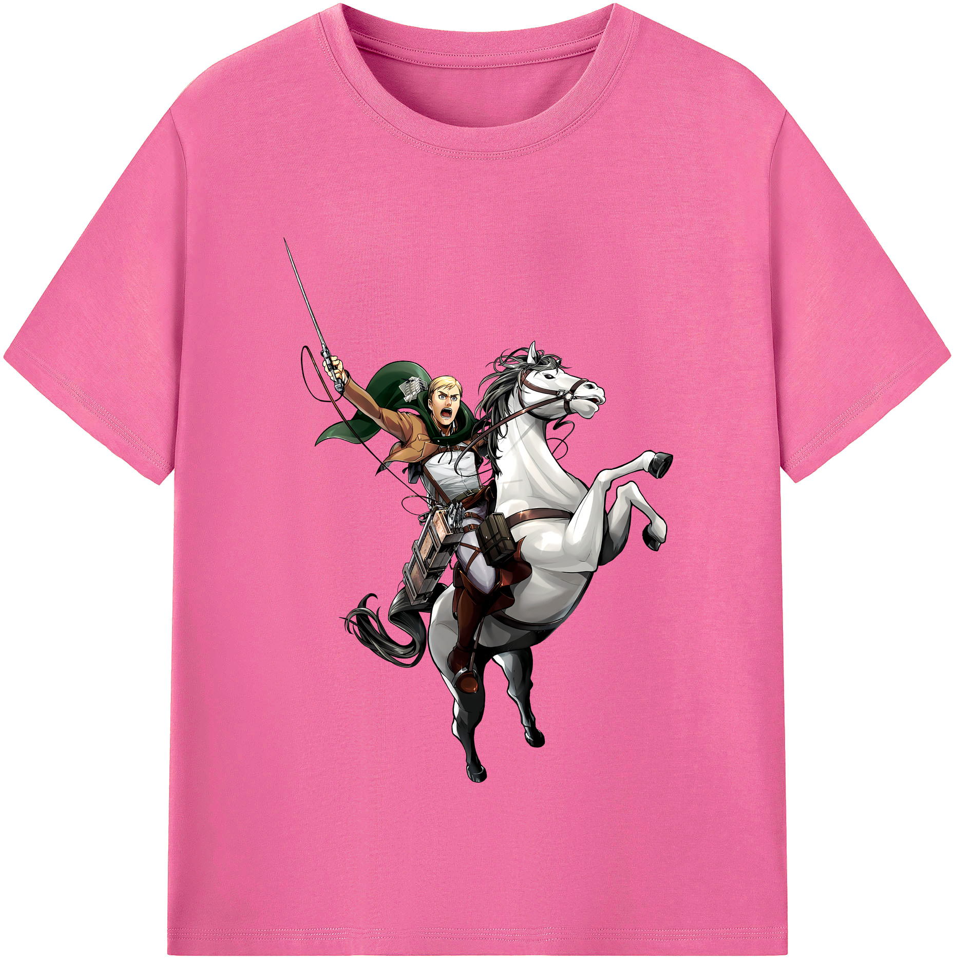 （画像用） 進撃の巨人 エルヴィン・スミス Attack on Titan Erwin Smith レディースカジュアルプリントTシャツ（綿100％）
